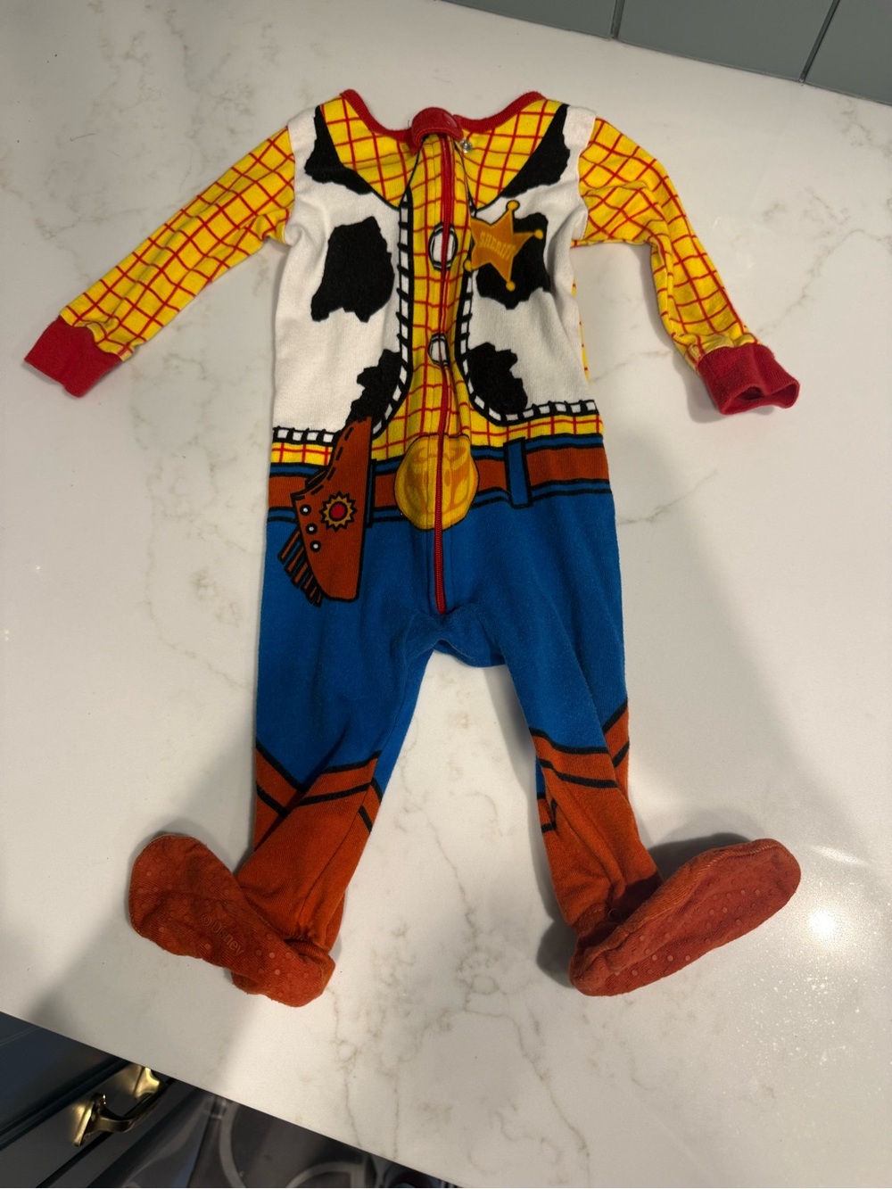 Toy Story Woody Kids One-Piece Pajamas - Yellow/Blue/Brown - 6-9 months